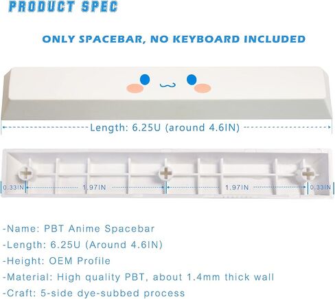 Custom Japanese Anime Spacebar PBT 6.25U Keycaps,Compatible with Cherry MX Switches Mechanical Keyboard DIY Keycap,Computer Gaming Keyboards Cute kawaii Key Caps,OEM Profile Key Cap (Anime 001） in Saudi Arabia