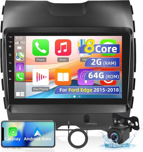 Car Radio for Ford Edge 2015-2018 with Wireless Carplay & Android Auto - 8 Core Android 13 2+64G - 9 Inch Touchscreen Radio with WiFi & 32EQ DSP + AHD Rear View Camera in Saudi Arabia