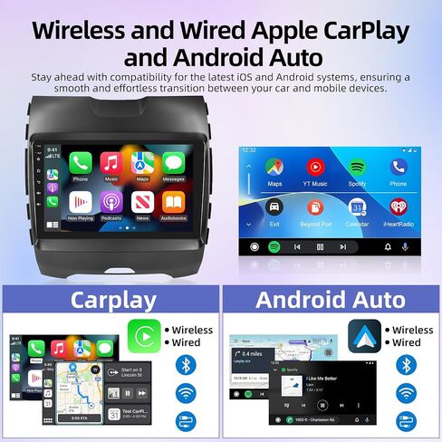 Car Radio for Ford Edge 2015-2018 with Wireless Carplay & Android Auto - 8 Core Android 13 2+64G - 9 Inch Touchscreen Radio with WiFi & 32EQ DSP + AHD Rear View Camera in Saudi Arabia