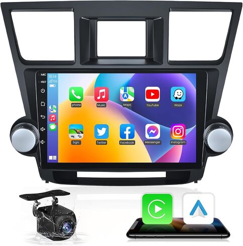 Android 12 Car Stereo for Toyota Highlander 2008-2013: (2+64G) 5GWiFi Upgrade Radio with Carplay Android Auto - 10.1 inch 1280 * 800 Touch Screen with 1080P Backup Camera Bluetooth GPS Navigation in Saudi Arabia