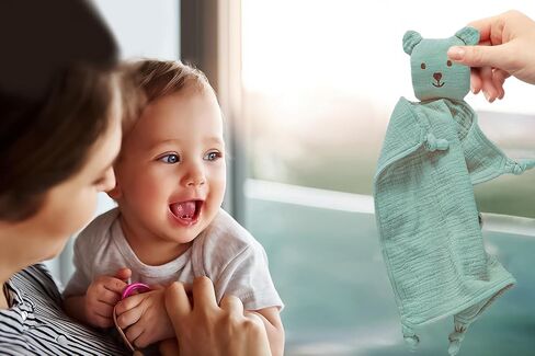 Organic Muslin Loveys for Babies,Soft & Breathable Security Blankets for Babies,Baby Snuggle Toy Stuffed Animals Newborn Baby Gifts for Boys and Girls. (Green) in Saudi Arabia