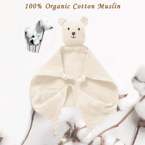Organic Muslin Loveys for Babies,Soft & Breathable Security Blankets for Babies,Baby Snuggle Toy Stuffed Animals Newborn Baby Gifts for Boys and Girls. (Green) in Saudi Arabia