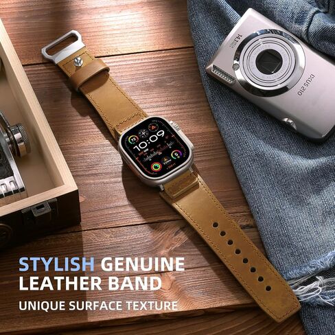 Maledan Leather Bands Compatible with Apple Watch Ultra 2 & Ultra Band 49mm 45mm 44mm 42mm Men Women, Top Grain Vintage Genuine Leather Replacement Strap Band for Ultra SE iWatch Series 9 8 7 6 5 4 3 in Saudi Arabia