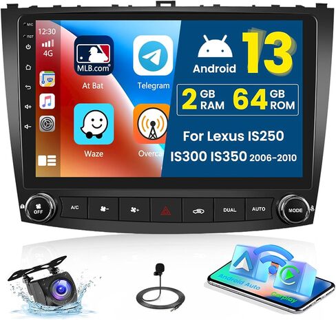 2+64G Android 13 CarPlay Car Stereo Radio for Lexus IS250 IS300 IS350 2006-2010, 10.1'' HD Touch Screen Compatible with Android Auto, AHD Backup Camera, Mirror Link, GPS, WiFi, FM RDS in Saudi Arabia