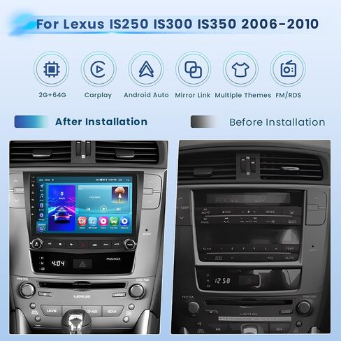 2+64G Android 13 CarPlay Car Stereo Radio for Lexus IS250 IS300 IS350 2006-2010, 10.1'' HD Touch Screen Compatible with Android Auto, AHD Backup Camera, Mirror Link, GPS, WiFi, FM RDS in Saudi Arabia