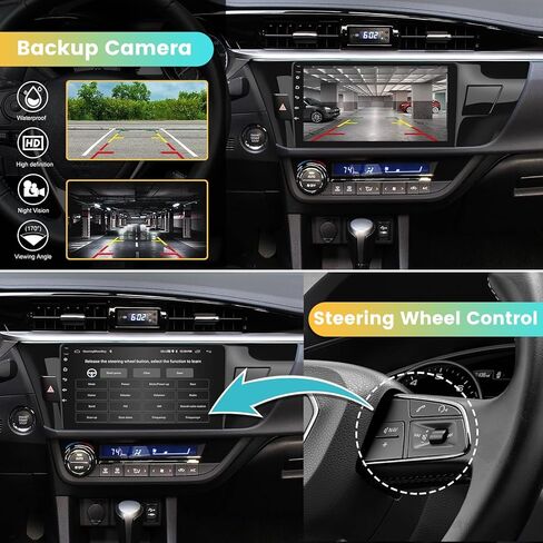 راديو سيارة 2+64 جيجا لسيارة Toyota Corolla 2013 2014 2015 2016 مع Apple Carplay وAndroid Auto - شاشة ستيريو تعمل باللمس 10.1 بوصة تعمل بنظام Android مع WiFi/مرآة Link/FM&RDS in Saudi Arabia