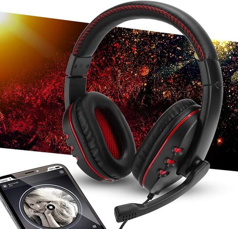 Gaming headsets, 3.5mm Stereo Sound Head-Mounted Computer Gaming Headphone Headset with Noise-Cancellation Microphone Over Ear Gaming Headphones for (Blue) in Saudi Arabia