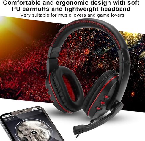 Gaming headsets, 3.5mm Stereo Sound Head-Mounted Computer Gaming Headphone Headset with Noise-Cancellation Microphone Over Ear Gaming Headphones for (Blue) in Saudi Arabia