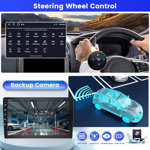 راديو ستيريو للسيارة 2+32G Android 13 لسيارة Toyota RAV4 2006-2012، وحدة رأس شاشة لمس عالية الدقة 9 بوصة مع Apple CarPlay Android Auto اللاسلكي، كاميرا احتياطية AHD، وصلة مرآة، GPS، WiFi، DSP in Saudi Arabia