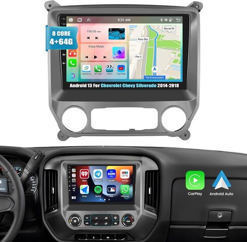 [8 Core 4G+64G]Android 13 Car Stereo for Chevrolet Chevy Silverado 2014-2018 with Wireless Carplay Android Auto,10.1'' Touchscreen Car Radio with WiFi,GPS Navigation,Bluetooth,FM/RDS,SWC+Backup Camera in Saudi Arabia