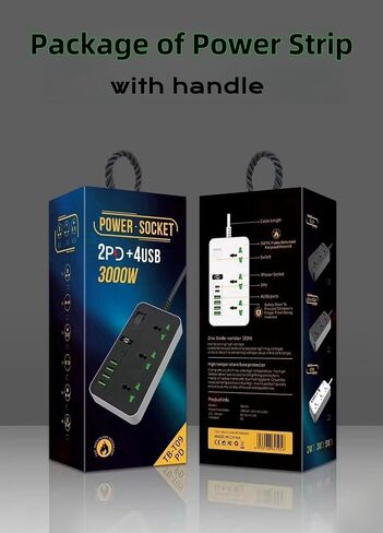 شريط طاقة بطول 10 أقدام مع 4 منافذ USB و2 منافذ USB C و3 منافذ تيار متردد واسعة، وأسلاك تمديد سوداء من COOFINE، 110-240 فولت، بحد أقصى 3000 وات، موسع قابس السفر للمنافذ العالمية لأساسيات العمل في الخارج in Saudi Arabia