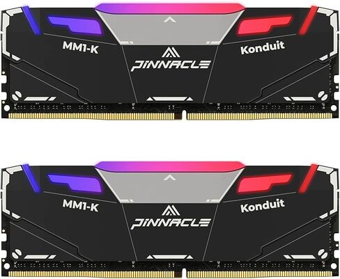 Timetec Pinnacle Konduit RGB 64GB KIT(4x16GB) DDR4 3200MHz PC4-25600 CL16-18-18-38 XMP2.0 Overclocking 1.35V Dual Rank Compatible for AMD and Intel Desktop Gaming PC Memory Module - Black in Saudi Arabia