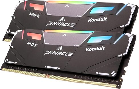 Timetec Pinnacle Konduit RGB 64GB KIT(4x16GB) DDR4 3200MHz PC4-25600 CL16-18-18-38 XMP2.0 Overclocking 1.35V Dual Rank Compatible for AMD and Intel Desktop Gaming PC Memory Module - Black in Saudi Arabia