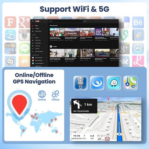 8 كور 4 + 64 جيجابايت أندرويد 13 مزدوج الدين ستيريو سيارة لاسلكي أبل كاربلاي، شاشة لمس 10.1 بوصة تعمل بنظام أندرويد مستقبل راديو السيارة يدعم نظام تحديد المواقع العالمي (GPS) بلوتوث FM DSP 59UI شاشة مقسمة in Kuwait