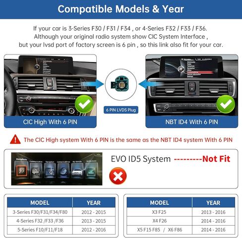 Road Top Wireless Carplay Android Auto لسيارة BMW 3 4 5 Series X3 X4 X5 X6 2012-2016 سنة مع نظام NBT، مجموعة أدوات فك الترميز Carplay التحديثية تدعم Mirrorlink، الكاميرا in Kuwait