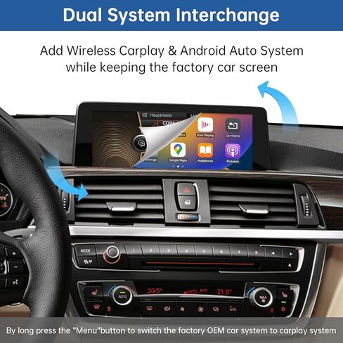 Road Top Wireless Carplay Android Auto لسيارة BMW 3 4 5 Series X3 X4 X5 X6 2012-2016 سنة مع نظام NBT، مجموعة أدوات فك الترميز Carplay التحديثية تدعم Mirrorlink، الكاميرا in Kuwait