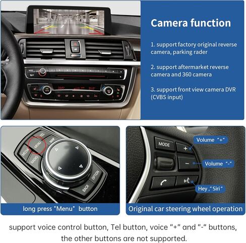 Road Top Wireless Carplay Android Auto لسيارة BMW 3 4 5 Series X3 X4 X5 X6 2012-2016 سنة مع نظام NBT، مجموعة أدوات فك الترميز Carplay التحديثية تدعم Mirrorlink، الكاميرا in Kuwait