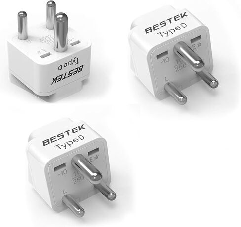 BESTEK الهند، نيبال، بنغلاديش قابس محول السفر، محول السفر المؤرض للقابس الهندي، مثالي للهواتف وشواحن الكمبيوتر المحمول in Kuwait