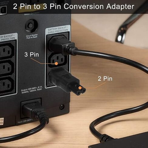 محول طاقة أنثى IEC ذكر C14/C8 إلى C13/C7 لغلاية PDU UPS، 3 دبوس إلى 2 دبوس تيار متردد 250 فولت 10 أمبير IEC320 محول موصل للكمبيوتر المحمول والكمبيوتر الشخصي، قطعتان in Saudi Arabia
