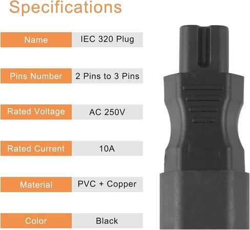 محول طاقة أنثى IEC ذكر C14/C8 إلى C13/C7 لغلاية PDU UPS، 3 دبوس إلى 2 دبوس تيار متردد 250 فولت 10 أمبير IEC320 محول موصل للكمبيوتر المحمول والكمبيوتر الشخصي، قطعتان in Saudi Arabia