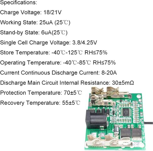 5S 20A 18V 21V BMS Module Li-Ion Lithium Battery Pack Battery Charger Protection Board with Nickel Strip DC Male Cable for Power Tools in Saudi Arabia