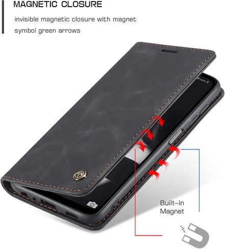حافظة Kowauri Flip لهاتف Galaxy A32 5G [غير متوافقة مع Galaxy A32 4G]، حافظة محفظة جلدية بتصميم كلاسيكي مع فتحة بطاقة وإغلاق مغناطيسي حافظة قابلة للطي لهاتف Samsung Galaxy A32 5G (أسود) in Kuwait