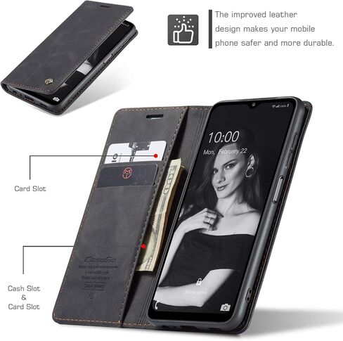 حافظة Kowauri Flip لهاتف Galaxy A32 5G [غير متوافقة مع Galaxy A32 4G]، حافظة محفظة جلدية بتصميم كلاسيكي مع فتحة بطاقة وإغلاق مغناطيسي حافظة قابلة للطي لهاتف Samsung Galaxy A32 5G (أسود) in Kuwait