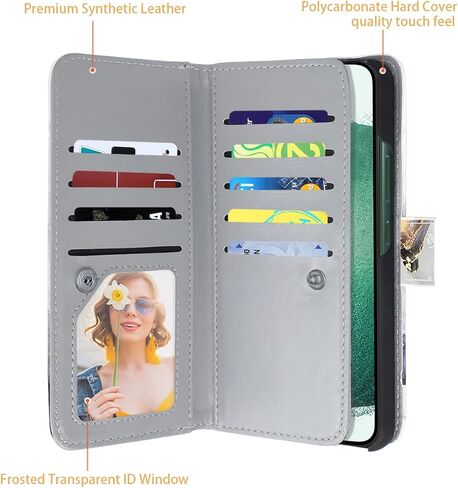 Samsung Galaxy S22 Plus Case, Galaxy S22 Plus Case Wallet, Rose Gold Marble 9 Card Holder PU Leather Detachable Wrist Strap Wallet Case for Women Cover for Samsung Galaxy S22 Plus 5G (6.6 inch) 2022 in Saudi Arabia
