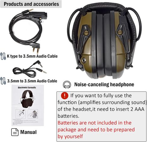 Sound Amplification Electronic Shooting Earmuff with PTT for Baofeng BF-888S UV5R Retevis RT22 RT27 RT15 RT19 Kenwood Two Way Radio in Saudi Arabia