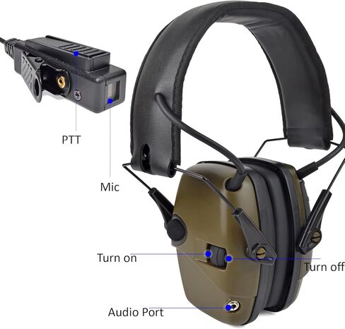 Sound Amplification Electronic Shooting Earmuff with PTT for Baofeng BF-888S UV5R Retevis RT22 RT27 RT15 RT19 Kenwood Two Way Radio in Saudi Arabia