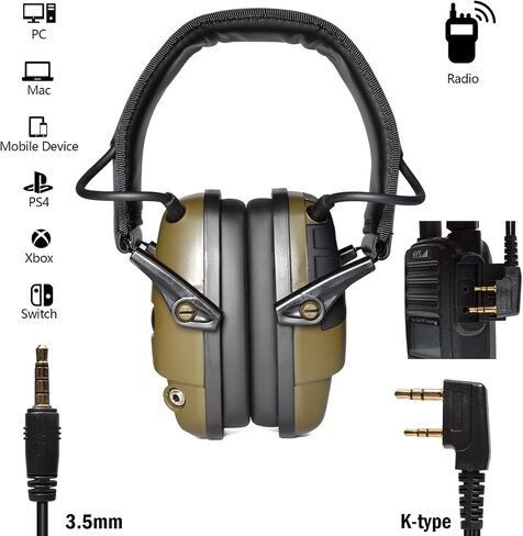 Sound Amplification Electronic Shooting Earmuff with PTT for Baofeng BF-888S UV5R Retevis RT22 RT27 RT15 RT19 Kenwood Two Way Radio in Saudi Arabia