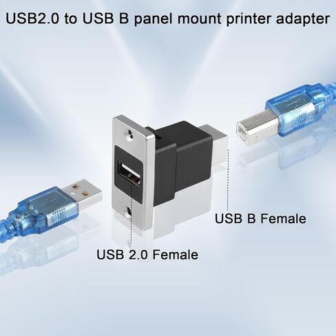 QIANRENON USB2.0 إلى USB B لوحة جبل محول الطباعة USB 2.0 أنثى إلى USB B أنثى موصل مستطيل مقبس الطابعة، التثبيت على سطح المكتب، لوحة المعدات، لمحرك الأقراص الصلبة للفاكس الماسح الضوئي للطابعة in Saudi Arabia