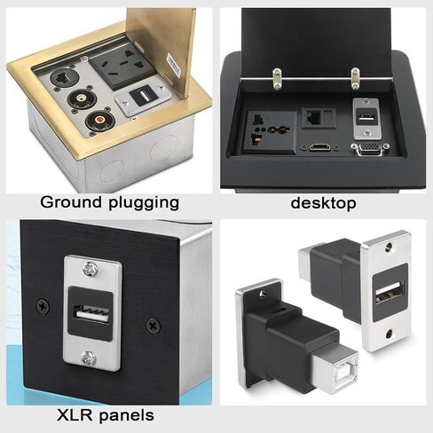 QIANRENON USB2.0 إلى USB B لوحة جبل محول الطباعة USB 2.0 أنثى إلى USB B أنثى موصل مستطيل مقبس الطابعة، التثبيت على سطح المكتب، لوحة المعدات، لمحرك الأقراص الصلبة للفاكس الماسح الضوئي للطابعة in Saudi Arabia