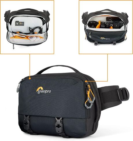 Lowepro Trekker Lite SLX 120، حقيبة ظهر مدمجة للكاميرا مع جيب للكمبيوتر اللوحي، حقيبة كاميرا للكاميرات ذات الإطار الكامل بدون مرآة، مرفق حامل ثلاثي القوائم، حامل زجاجة مياه، أسود in Kuwait
