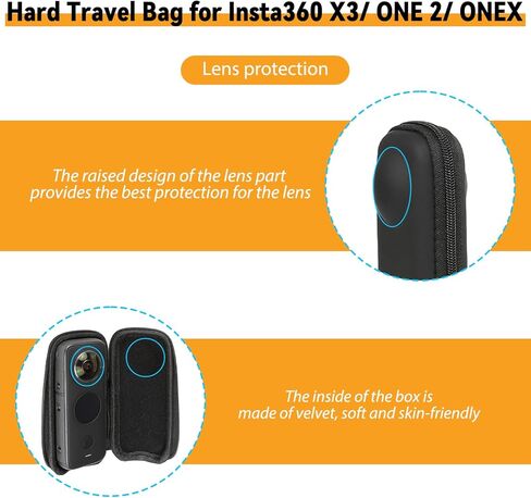حقيبة حمل O'woda لـ Insta360 X3/ X2/ X - صندوق سفر صغير واقٍ حقيبة تخزين صغيرة محمولة لملحقات كاميرا Insta 360 ONE X/ X2/ X3 / X4 in Kuwait