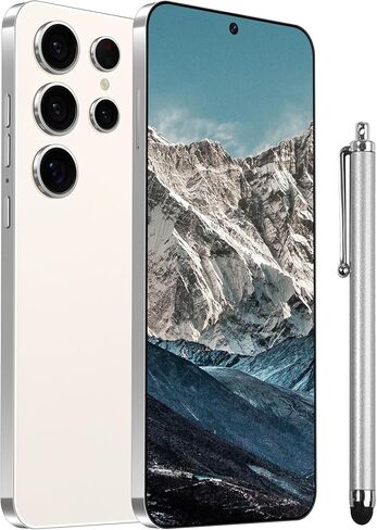 هاتف C24 Android، هاتف خلوي غير مقفل بسعة 12 جيجابايت + 512 جيجابايت، هاتف ذكي Android 13.0، كاميرا تكبير 72 ميجابكسل، شاشة HD+ مقاس 6.8 بوصات، بطارية 6800 مللي أمبير في الساعة، دعم شريحة الاتصال المزدوجة، هاتف خلوي 5G، معرف الوجه، قفل بصمة الإصبع - أبيض in Kuwait