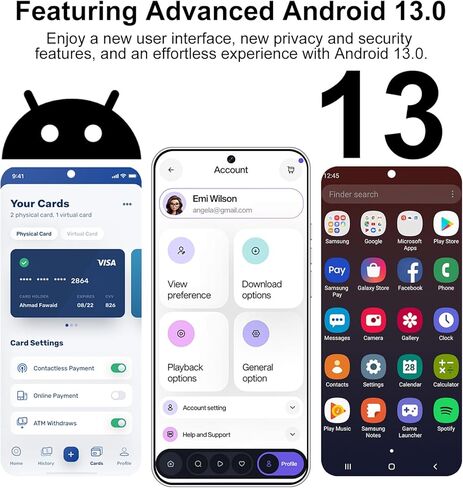 هاتف C24 Android، هاتف خلوي غير مقفل بسعة 12 جيجابايت + 512 جيجابايت، هاتف ذكي Android 13.0، كاميرا تكبير 72 ميجابكسل، شاشة HD+ مقاس 6.8 بوصات، بطارية 6800 مللي أمبير في الساعة، دعم شريحة الاتصال المزدوجة، هاتف خلوي 5G، معرف الوجه، قفل بصمة الإصبع - أبيض in Kuwait