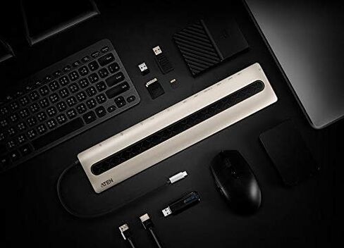 محطة عمل USB-C ذات 13 منفذًا متعدد المنافذ ATEN UH3237، 4K@30 (3840x2160@30 هرتز) على HDMI واحد/مخرج شاشة مزدوجة بدقة 1080p (1920x1080@60 هرتز)، 5 جيجابت في الثانية، التوصيل والتشغيل، متوافق مع Windows، OS X، iPad طليعة in Kuwait