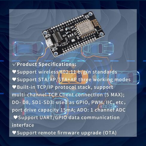 ESP8266 NodeMCU CH340 ESP-12E لوحة تطوير وحدة واي فاي تسلسلية IoT WIFI لوحة تطوير/NodeMcu Lua/Arduino IDE/Micropython (3 قطع) in Saudi Arabia