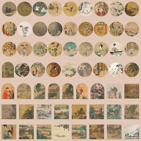 China Ancient Paintings Aesthetic Stickers, Waterproof Vinyl Decals for Phones, Water Bottles, and Scrapbooks, Perfect for Kids, Teens, and Adults to Discover Eastern Art in Saudi Arabia