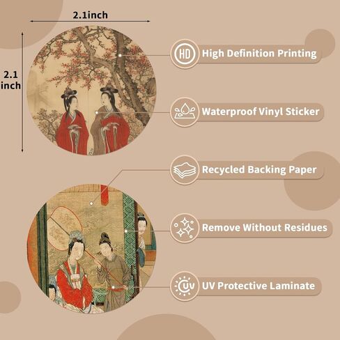 China Ancient Paintings Aesthetic Stickers, Waterproof Vinyl Decals for Phones, Water Bottles, and Scrapbooks, Perfect for Kids, Teens, and Adults to Discover Eastern Art in Saudi Arabia