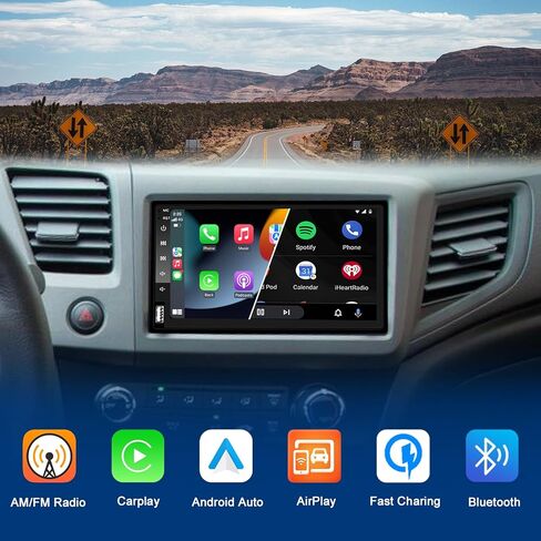 Double Din Car Stereo Wireless CarPlay Wireless Android Auto, 7 Inch Touchscreen Car Radio Receiver with Bluetooth, Mirror Link, SWC/FM/USB/AUX in Saudi Arabia