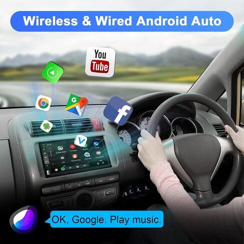 Double Din Car Stereo Wireless CarPlay Wireless Android Auto, 7 Inch Touchscreen Car Radio Receiver with Bluetooth, Mirror Link, SWC/FM/USB/AUX in Saudi Arabia