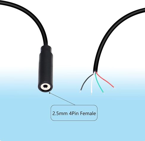 RIIEYOCA 2.5mm Female Plug to Bare Wire Stereo Audio Cable,2.5mm TS 2 Pole Mono Female Plug to Open End Audio Line, for and Audio Equipment Installed or Replace Repair(4 Pack) in Saudi Arabia