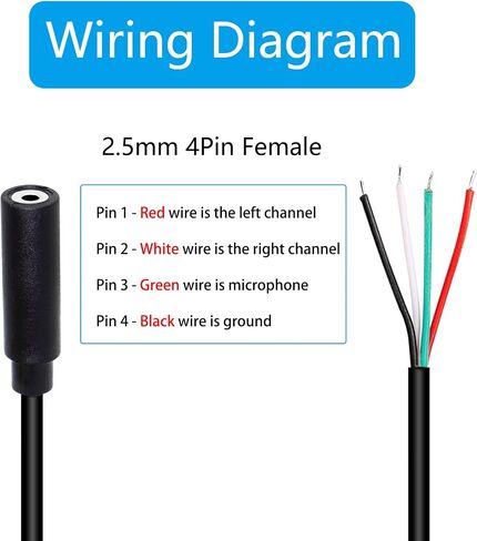RIIEYOCA 2.5mm Female Plug to Bare Wire Stereo Audio Cable,2.5mm TS 2 Pole Mono Female Plug to Open End Audio Line, for and Audio Equipment Installed or Replace Repair(4 Pack) in Saudi Arabia