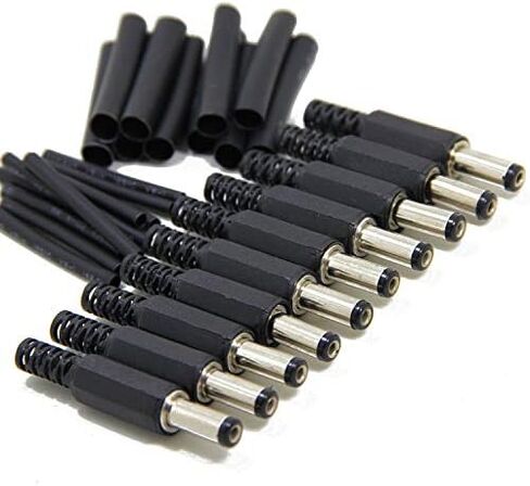 Ancable استبدال 10-حزمة 5.5x2.1mmDC ذكر التوصيل إمدادات الطاقة ينتهي لحام نوع DIY DC برميل موصل مع أنبوب يتقلص in Kuwait