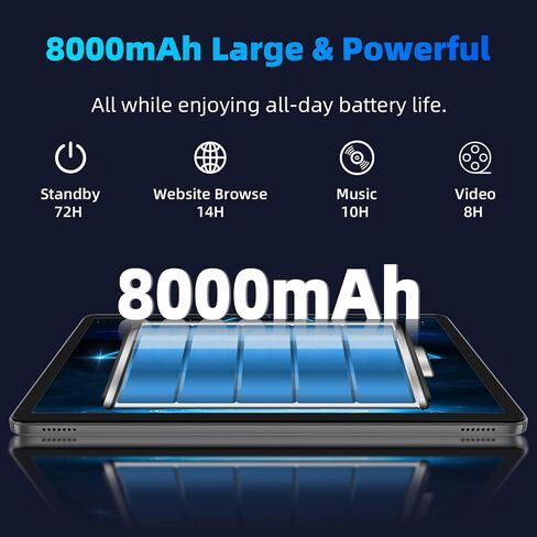 أجهزة لوحية Android 13، كمبيوتر لوحي مقاس 10 بوصات مع حافظة، سعة 10 جيجابايت + 64 جيجابايت + 512 جيجابايت، بطارية كبيرة 8000 مللي أمبير في الساعة، مكبرات صوت ستيريو مزدوجة، واي فاي، بلوتوث، معالج رباعي النواة، شاشة لمس عالية الدقة، كمبيوتر لوحي in Saudi Arabia
