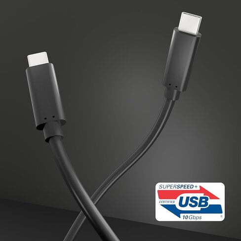 USB Fast Charging Cable, USB3.2 Gen2x1, Type C to C, USB C Cable, 60W Fast Charge, 10Gbps Data Transfer, Black, 1.5 Meters in Kuwait