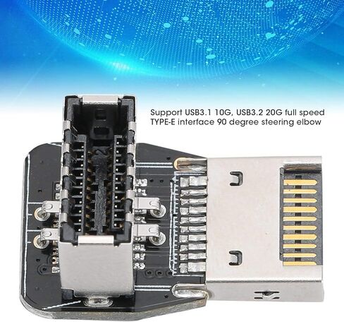 محول USB أمامي، محول اللوحة الأمامية للكوع العمودي 90 درجة من النوع E، ملحق اللوحة الأم للكمبيوتر الشخصي مع لوحة دوائر متعددة الطبقات، يدعم USB3.1 10G، USB3.2 20G كامل السرعة in Kuwait