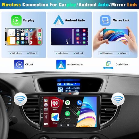 ستيريو سيارة 8 كور/4G+64G أندرويد 13 لسيارة Honda CRV 2012-2016 لاسلكي Apple Carplay Android Auto، بلوتوث 5.0 ملاحة GPS، شاشة لمس IPS 9 بوصة DSP 32EQ FM/RDS WiFi Mirror Link SWC + ميكروفون الكاميرا in Saudi Arabia